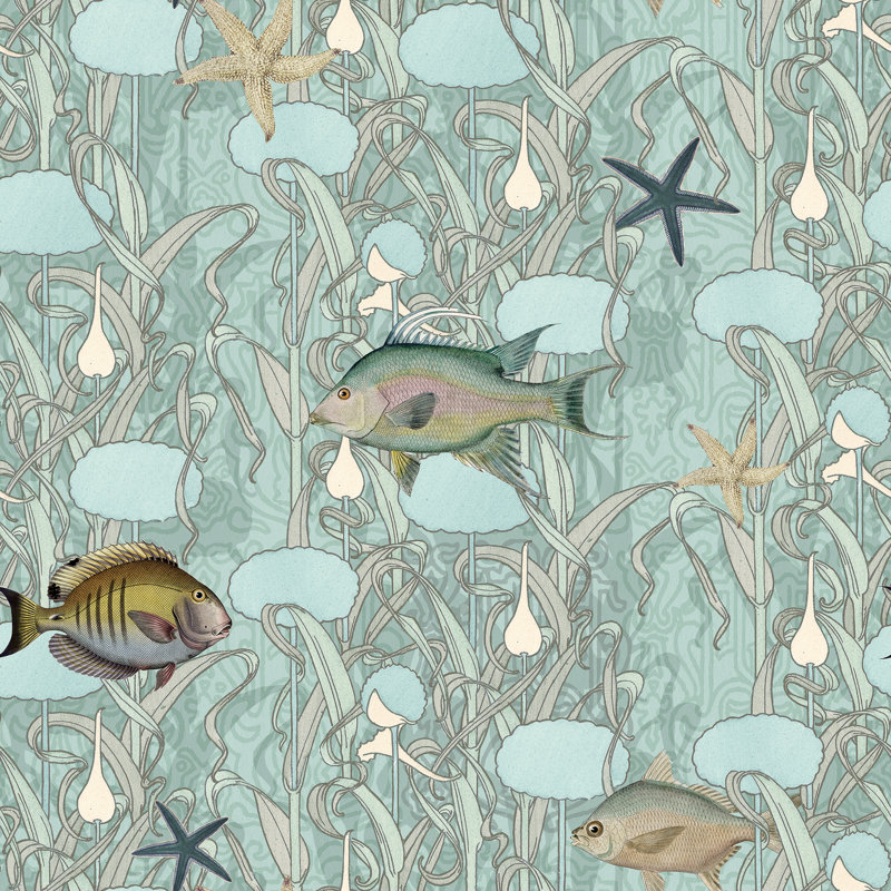 Yuki Osada Floral Wallpaper Double Roll by Yuki Osada, Sunlit Blue