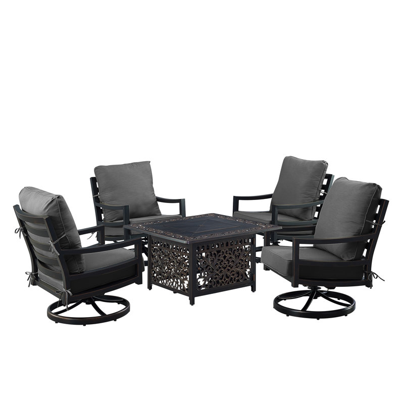 Denicka 4 - Person Patio Conversation Set with Cushions, Black