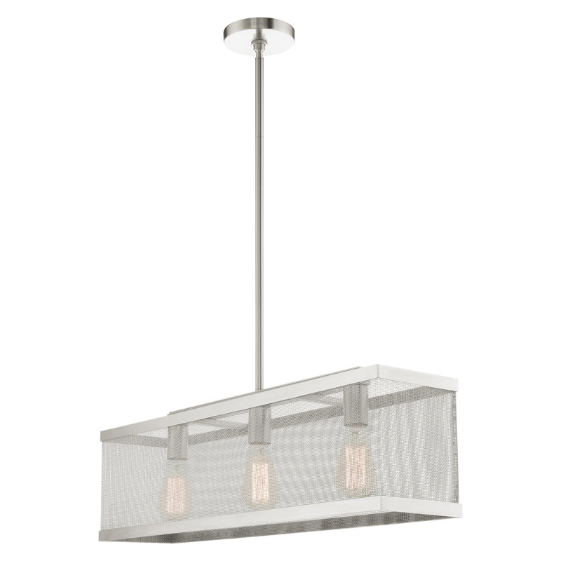 Luminaire suspendu à 3 lumières pour îlot de cuisine, Nickel brossé