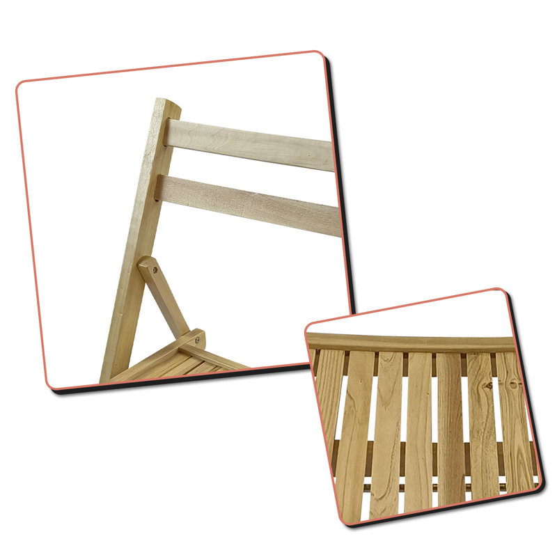 Ensemble de 4 chaises de patio en bois massif Joan, Brun
