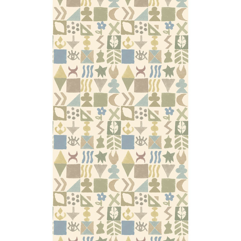 Geometric Non-Woven Wallpaper Roll, Sage
