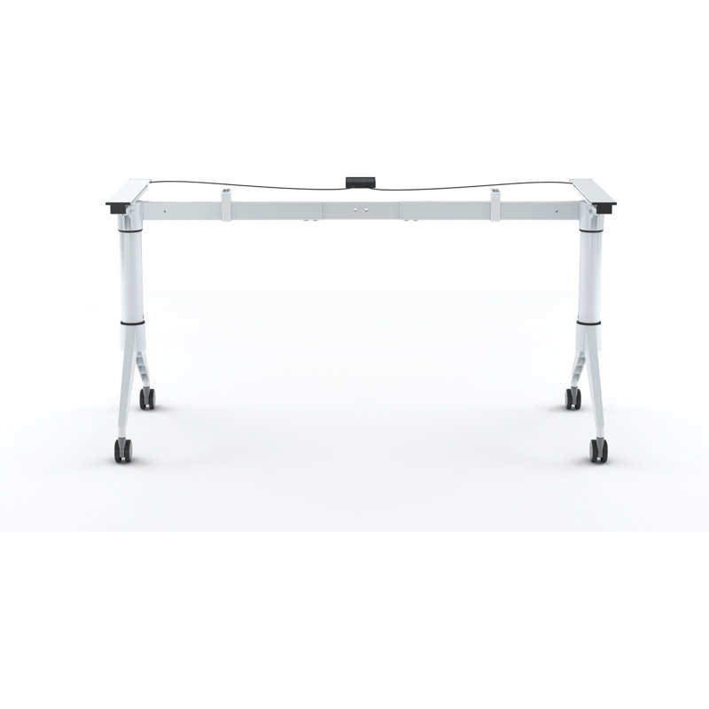 White Adjustable Folding Training Table Base with Casters