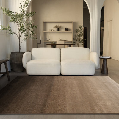 Durable Brown Abstract Stain Resistant Area Rug