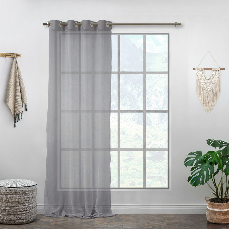 Panneau simple extra long et extra large en faux lin, L 52 po x L 72 po, Gris