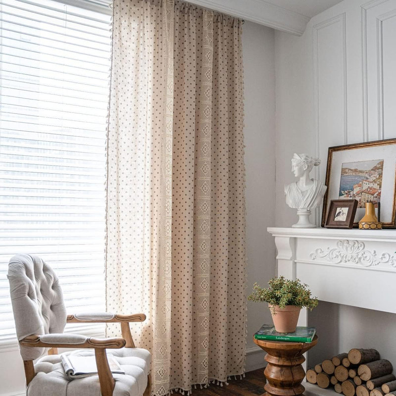Chelley Cotton Blend Semi Sheer Curtain Pair, 59" W x 63" L