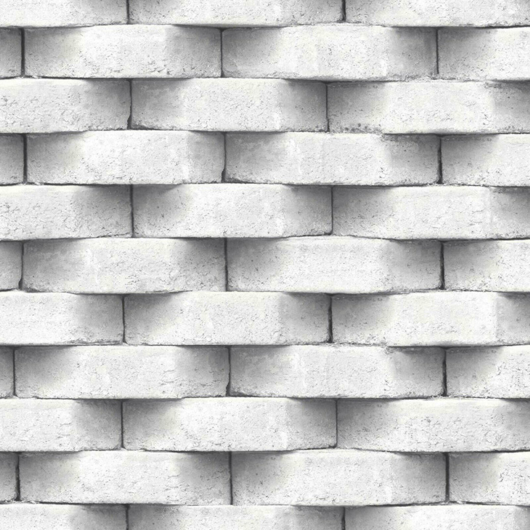 White Light Grey 3D Effect Realistic Rustic Brick Feature Textured Wallpaper