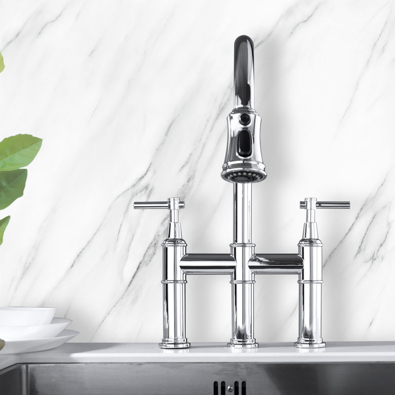Robinet de pont rétractable tactile avec accessoires, Chrome