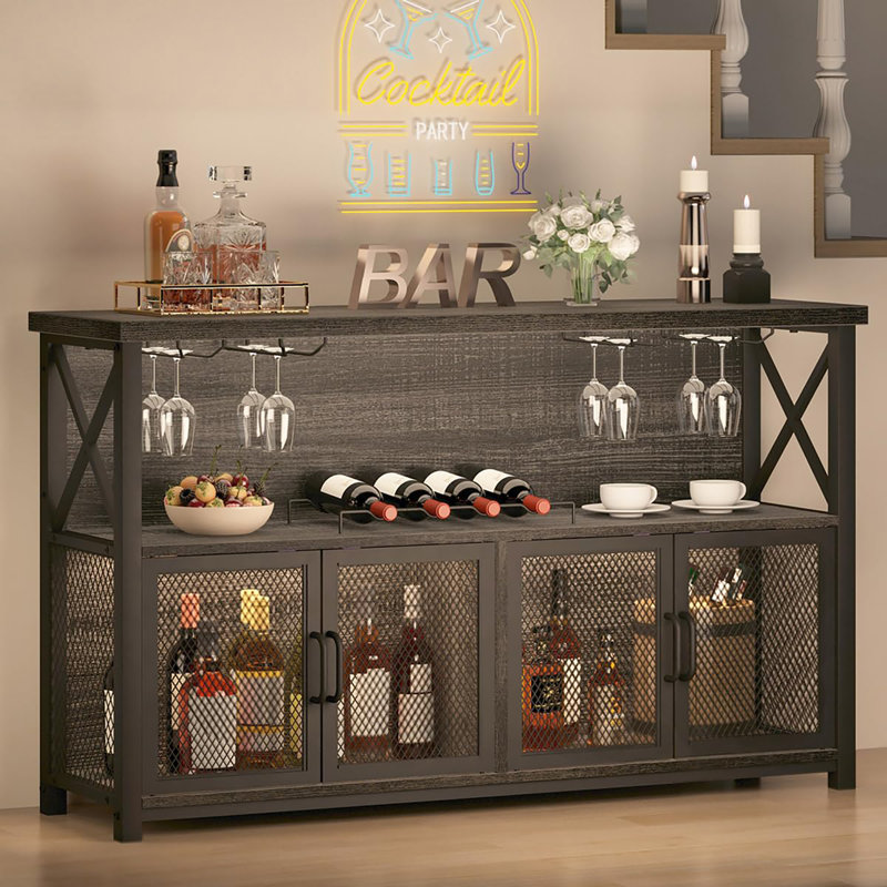 34cm Bar Cabinet, Dark Grey Oak