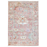 Tapis unique rose / saumon / bleu ciel 3 pi 3 po x 5 pi One-of-a-Kind