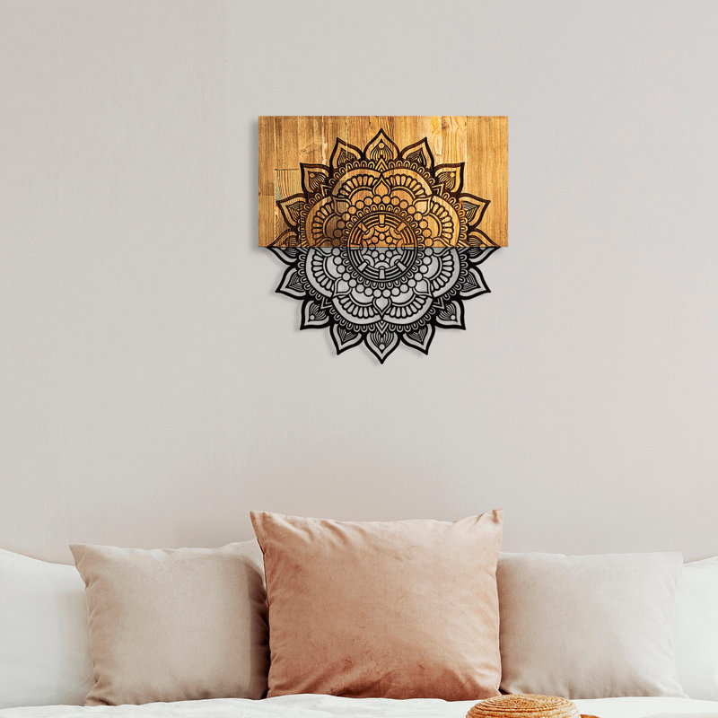 Mandala Boho Furniture Wall Decor on Solid Wood