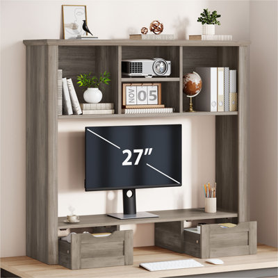 Organisateur de bibliothèque d'ordinateur de bureau avec 2 tiroirs