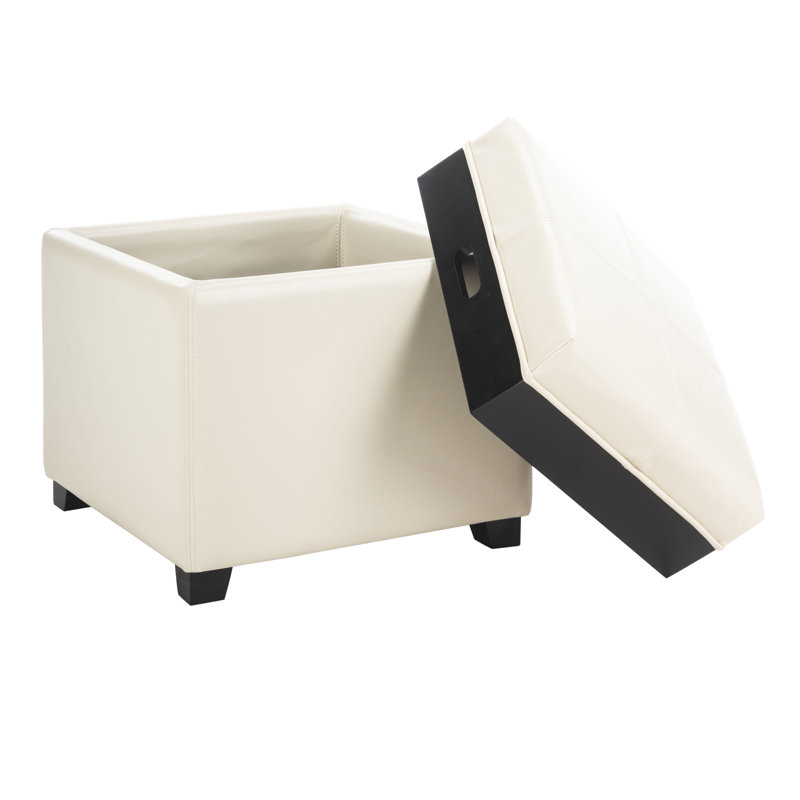 Motto Leather Ottoman, Flat Cream Faux Leather