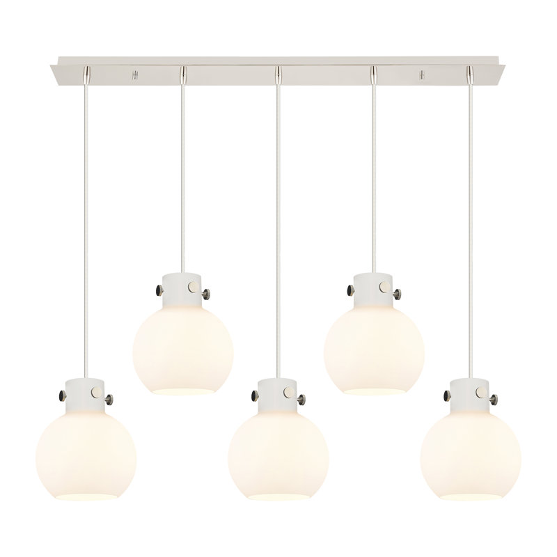 Amrith 5 - Light Sphere Pendant, White, Polished Nickel