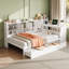 Daybed With Desk, Charging Station, Storage Drawers & Bookcase Headboard