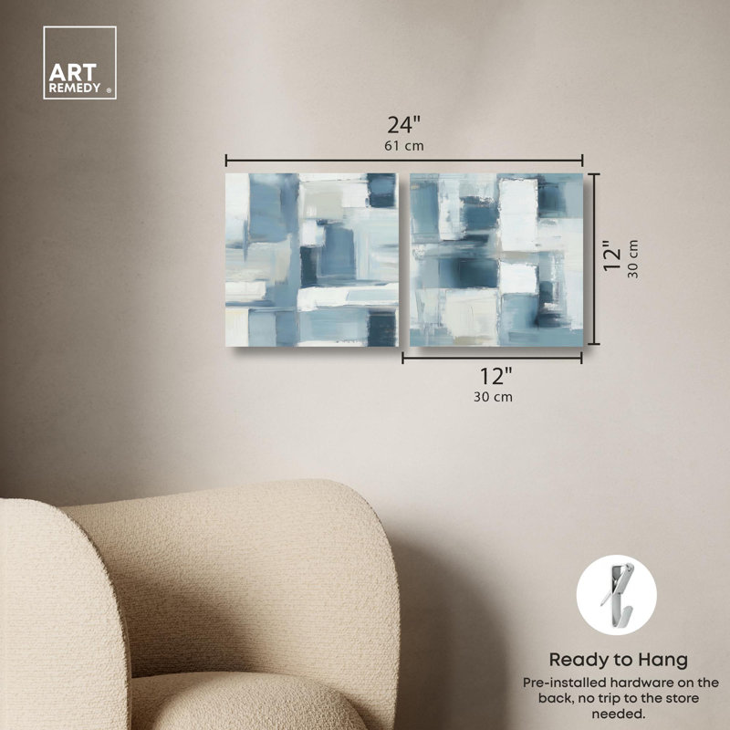 Modern Pair Abstract Art 2 Panel Set Canvas Print by , Wrapped Canvas, Does Not Apply, 12" H x 12" W