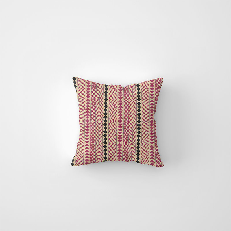 Sisala Geometric Throw Pillow, Cranberry/Tan