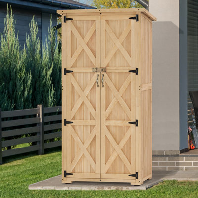 Rangement extérieur en bois, remise à outils de jardin avec serrure et portes doubles