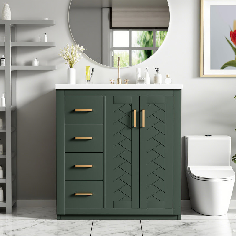 Kokkina 30'' Bathroom Vanity With Ceramic Sink, Sky Blue