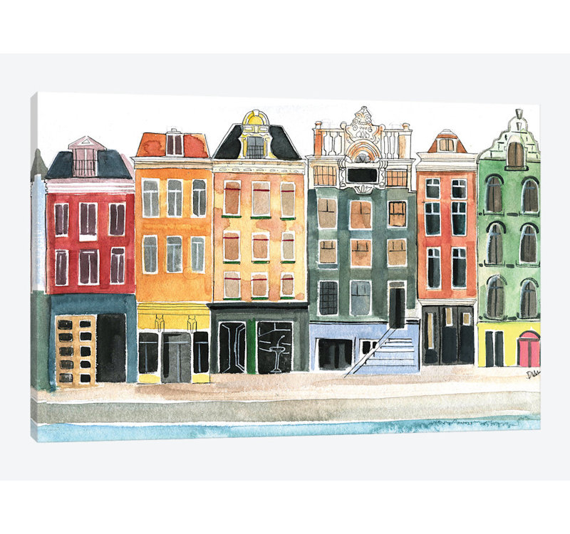 « amsterdam », impression sur toile, H 12 po x l 18 po x P 1,5 po, Toile tendue, Pas de tapis
