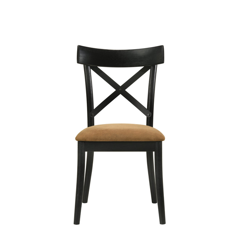 Ensemble de 2 chaises d'appoint Hillary en cuir brun, finition noyer et noir