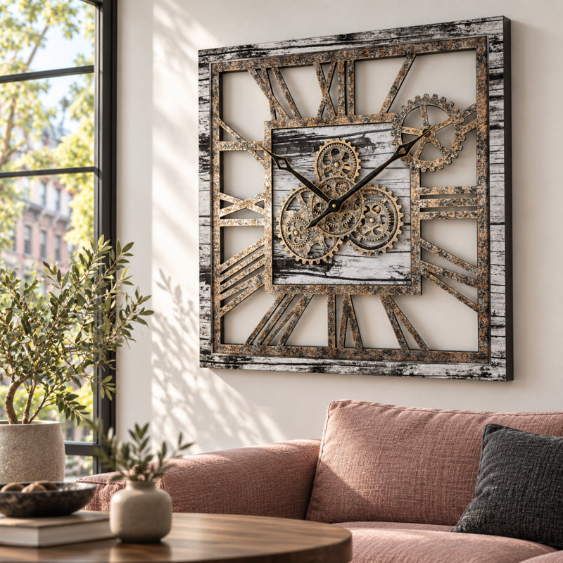 Solid Wood Wall Clock, Grey