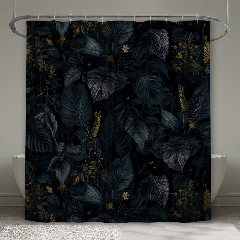 Dark Foliage Pattern Shower Curtains Extra Long, 70in W x 93in H