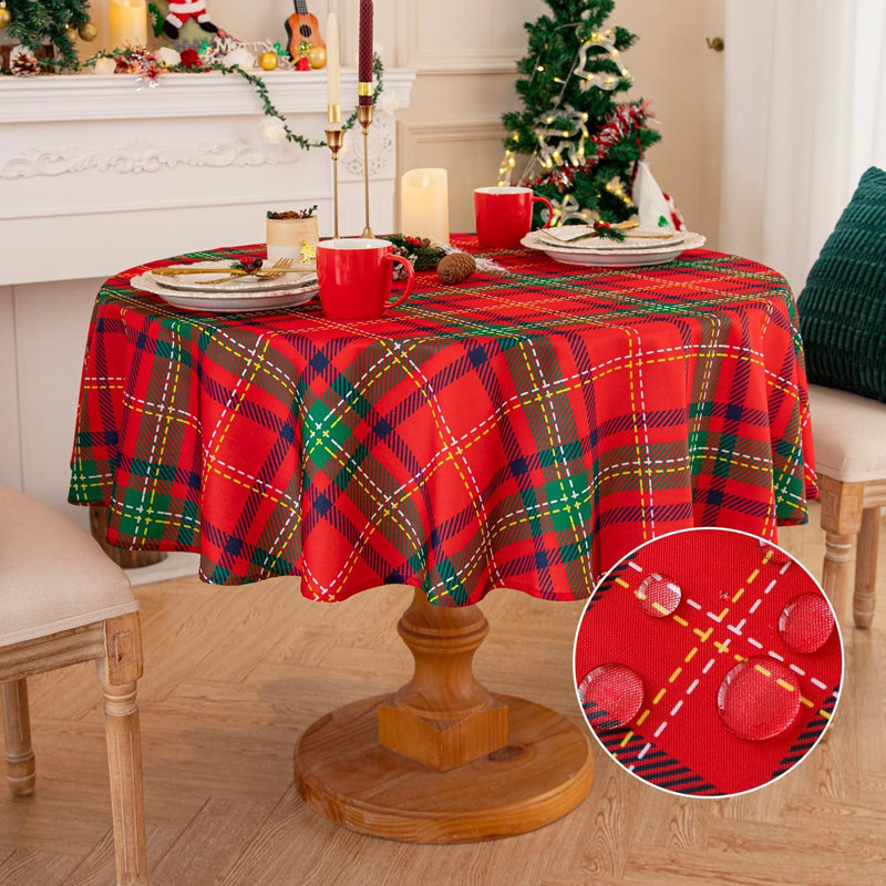 Round Christmas Tablecloth,229 X 229CM,Red