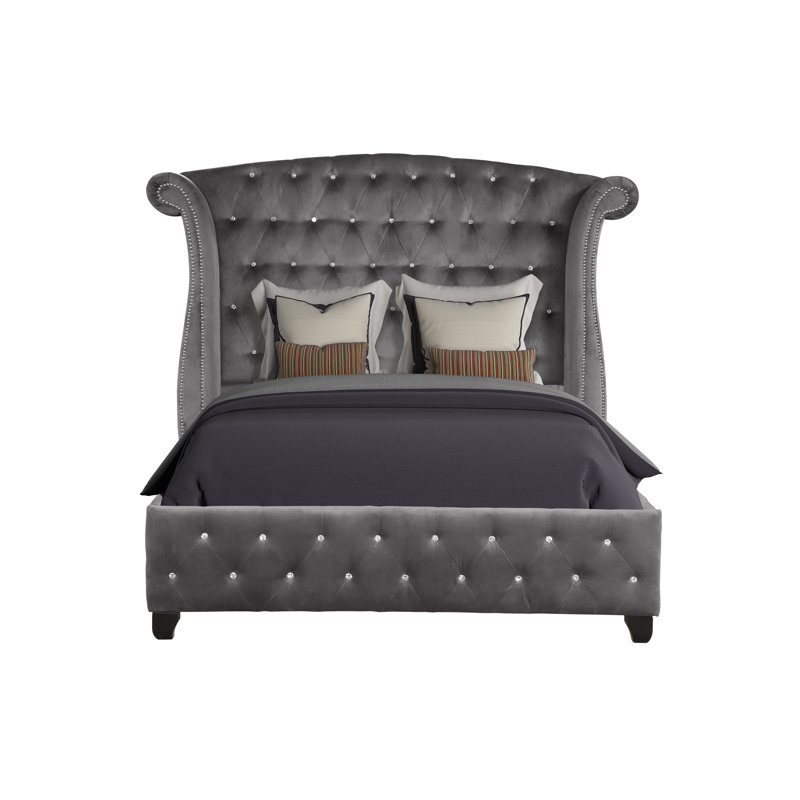 Rausch 4 Piece Bedroom Set, Queen, Gray, 4 Pcs: Bed, Nightstand, Mirror, Dresser