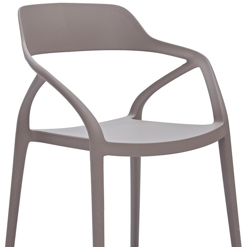 Ensemble de quatre chaises de salle à manger à dossier ouvert en plastique robuste gris, Gris