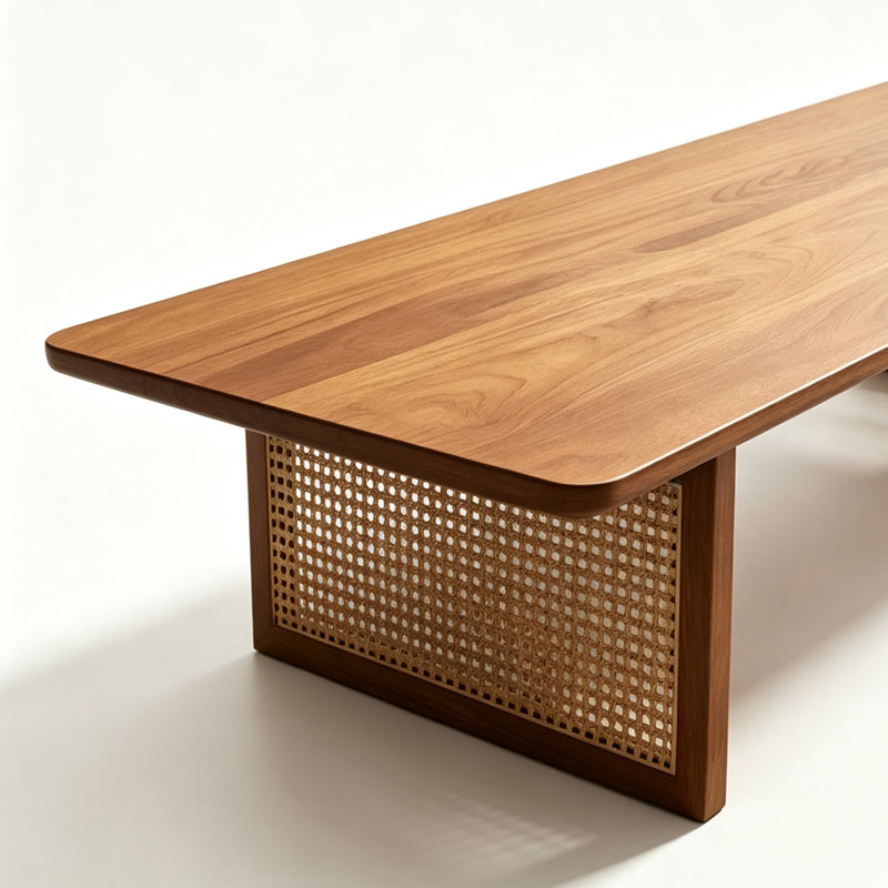 Table basse brune en bois massif brun