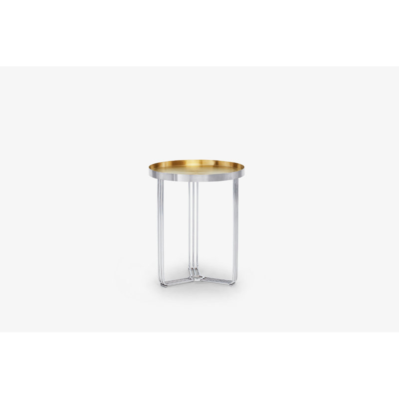 Ariss Tray Top Frame End Table, Chrome, Brass