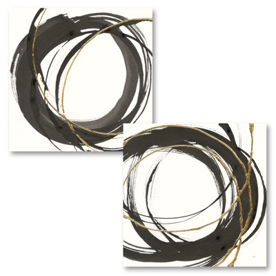 « gilded enso i & ii », ensemble de 2 reproductions de peintures à l’acrylique