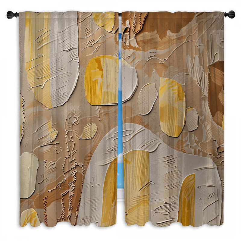 Rideaux de fenêtre à texture abstraite et voilage obscurcissant - 2 panneaux, 20in x 50in - 2 panels, Transparent