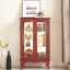 Vitrine 2 portes avec verre trempé et dossier en miroir, tablettes réglables, cerisier, éclairée, rehaussant la stabilité de la maison et rangement à 3 tablettes, présentoir intérieur éclairé, utilisation au bureau-120649808