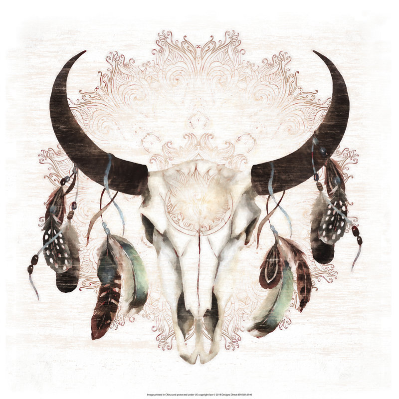 Dream Catcher Skull - Wrapped Canvas Print, 30cm H x 30cm W x 3.8cm D