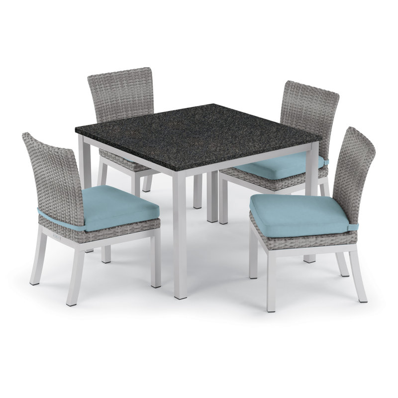 Travira Outdoor Square Dining Table, Flint, Tekwood Natural