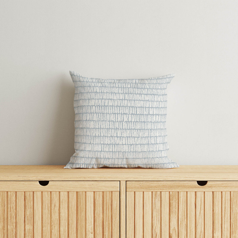 Coussin Ricky Row, H 16 po x l 16 po, Bleu ardoise / rayures bleues