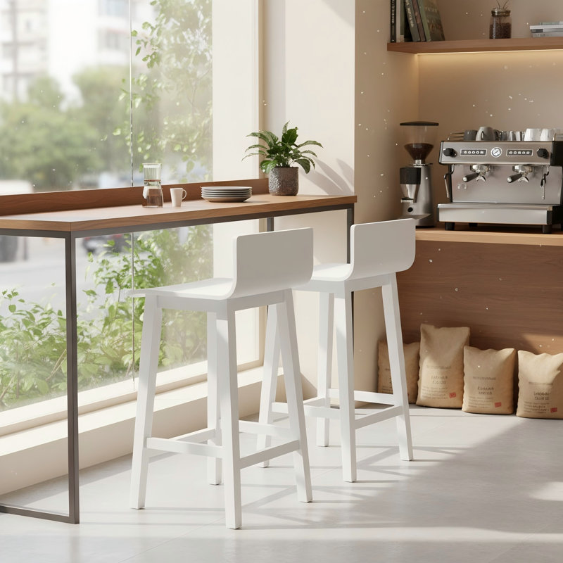 2 tabourets de bar en bois massif PCS, chaises de comptoir pour la maison et la cuisine 24,5 po avec dossier bas et repose-pieds