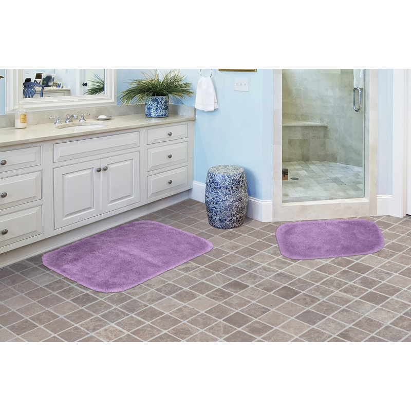 Billy-Dean Nylon 2 Piece Bath Rug Set with Non-Slip Backing, Purple