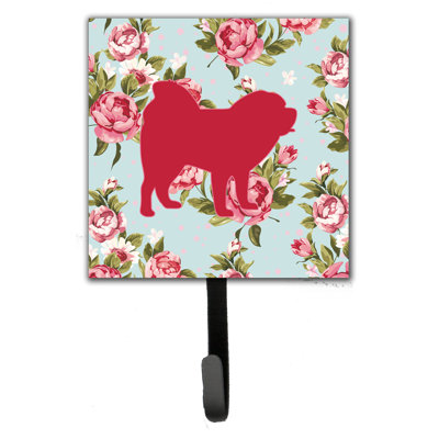 Porte-laisse et crochet mural shabby élégance roses