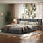 Platform Bed Frame With Wide Headboard, Reading Lamp And Usb Port-968662872