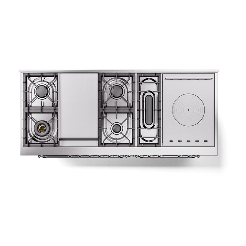 ILVE Nostalgie II Noblesse 60 in Dual Fuel Range 7 Burner, Griddle, Frenchtop, Emerald Green/Chrome, Natural Gas