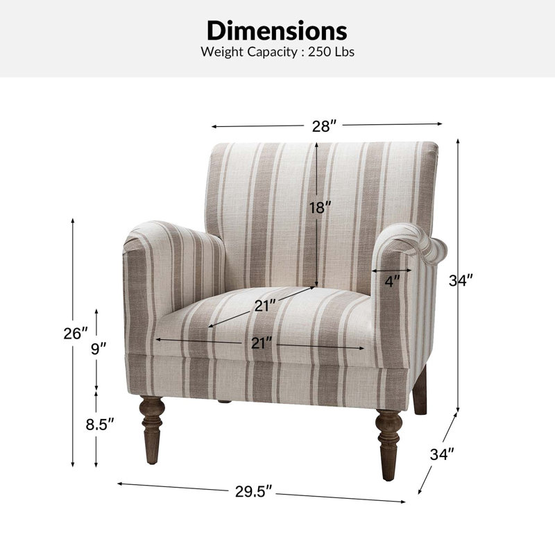 Fauteuil Ariana l 29,5 po Farmhouse, 100% polyester brun clair