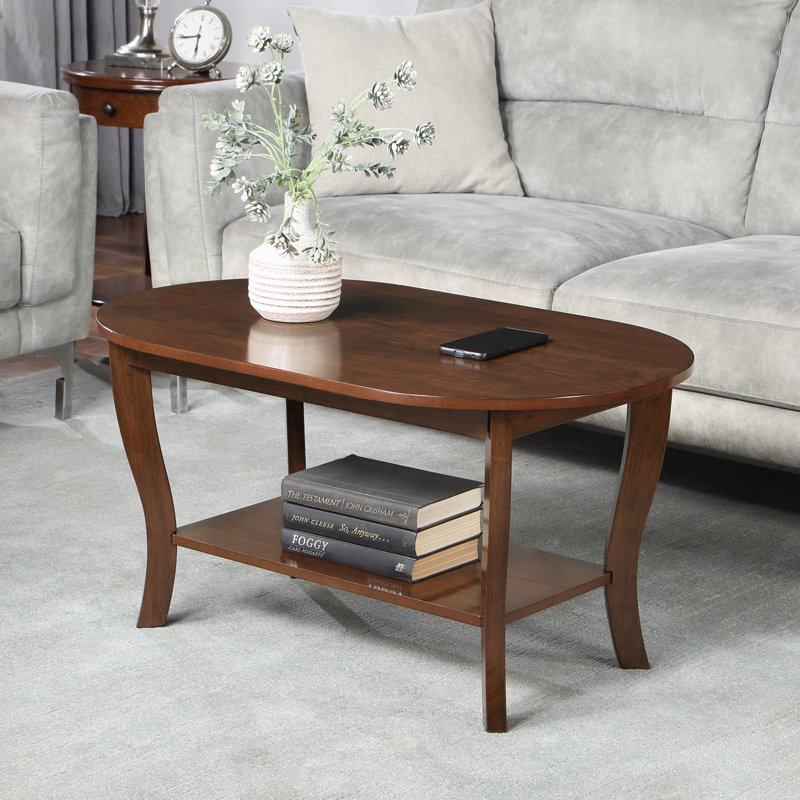 Table basse ovale 36 "avec tablette Carbin, Espresso