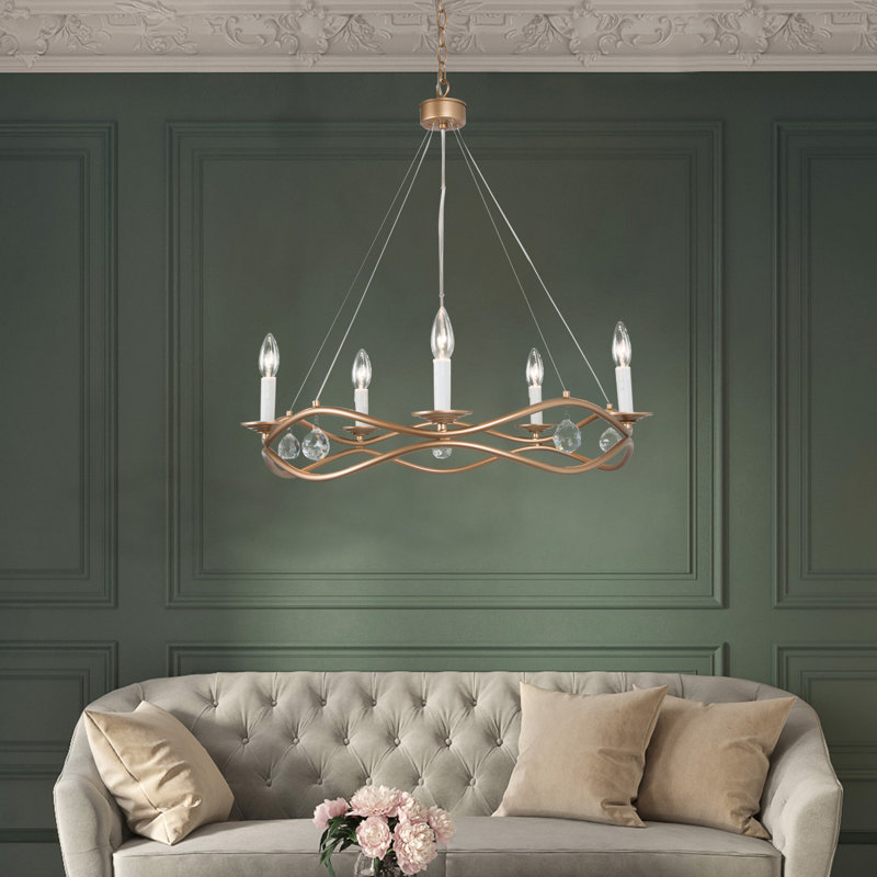 5-Light Unique Drum Chandeliers With Crystal Accents 