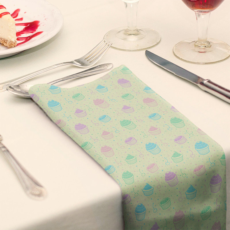 Serviette de coton à motif petits gâteaux classic, Jaune, Sergé de coton, H 0,1 po x l 10 po x P 10 po