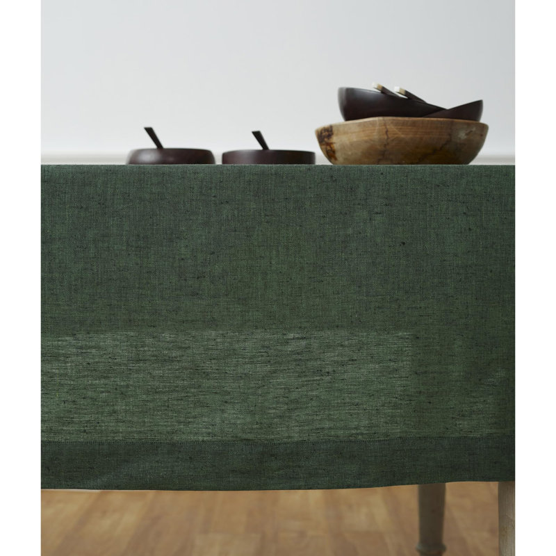 100% Pure Linen Tablecloth - Athena, Forest Green, 156" x 60"