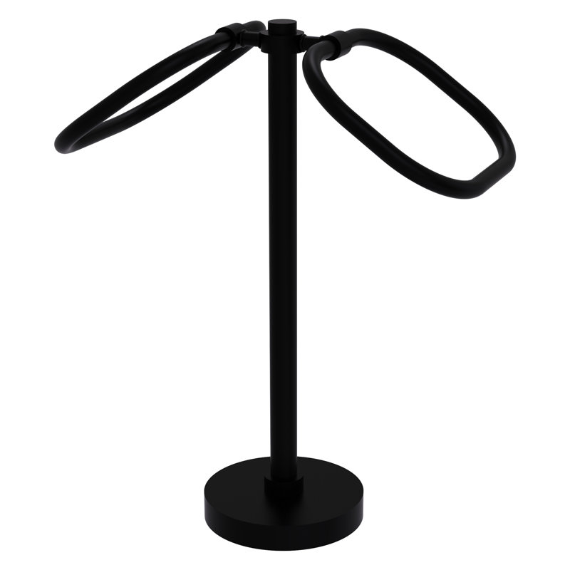 Porte-serviettes de comptoir de cuisine à 2 anneaux, Noir mat