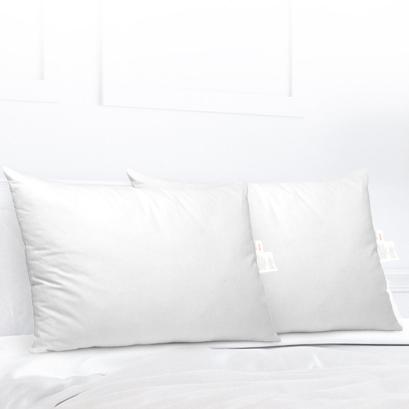 White Hypoallergenic Hollow Fiber Standard Size Pillows - Set of 2