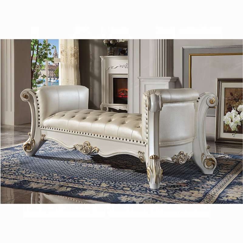 Banc rembourré Vendome, Argent, Blanc